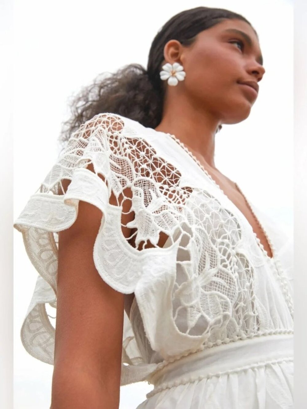 OFF WHITE RICHELIEU MIDI DRESS, Size L - Picture 4 of 9